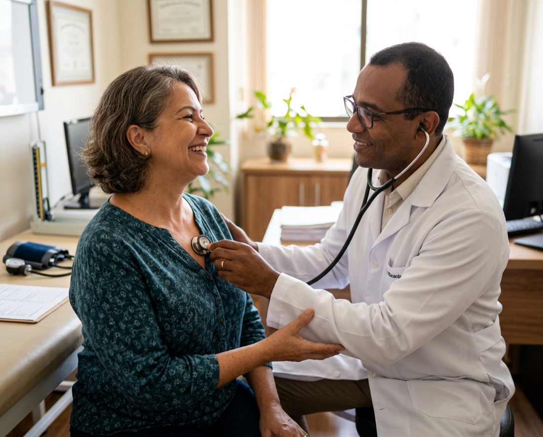 Consulta de check-up cardiológico