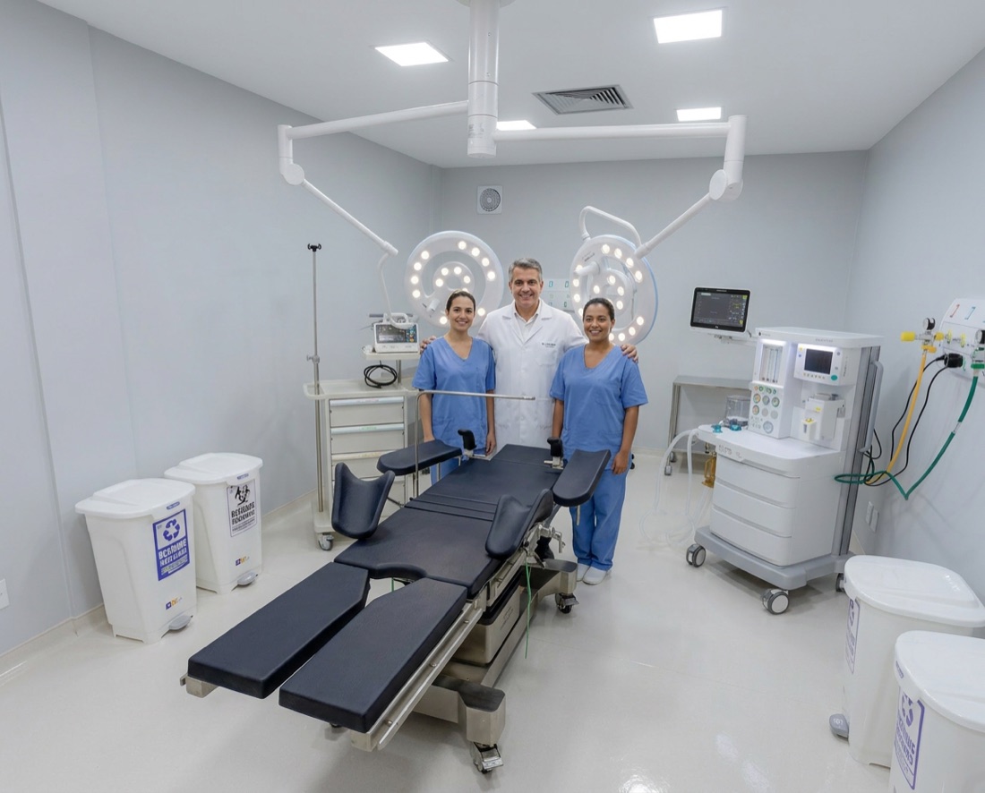 Equipe de cirurgia vascular do Angiofisio Cardiocenter no centro cirúrgico