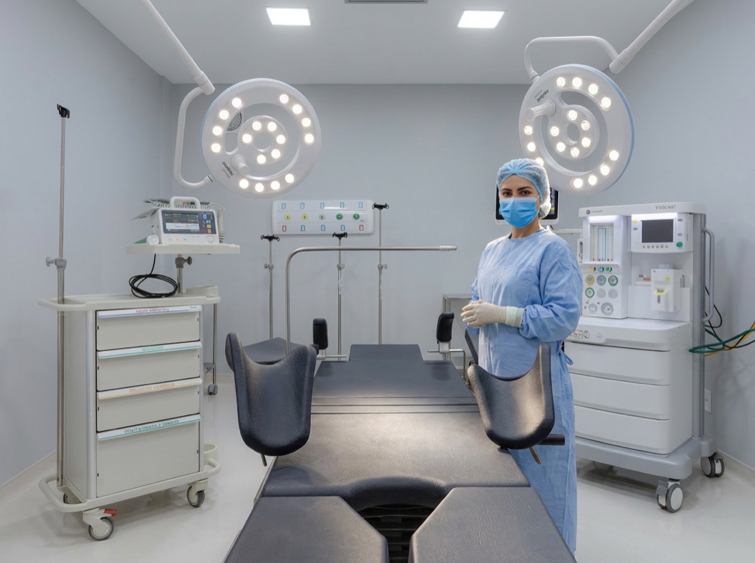 Centro cirúrgico do Angiofisio Cardiocenter preparado para procedimentos endovasculares